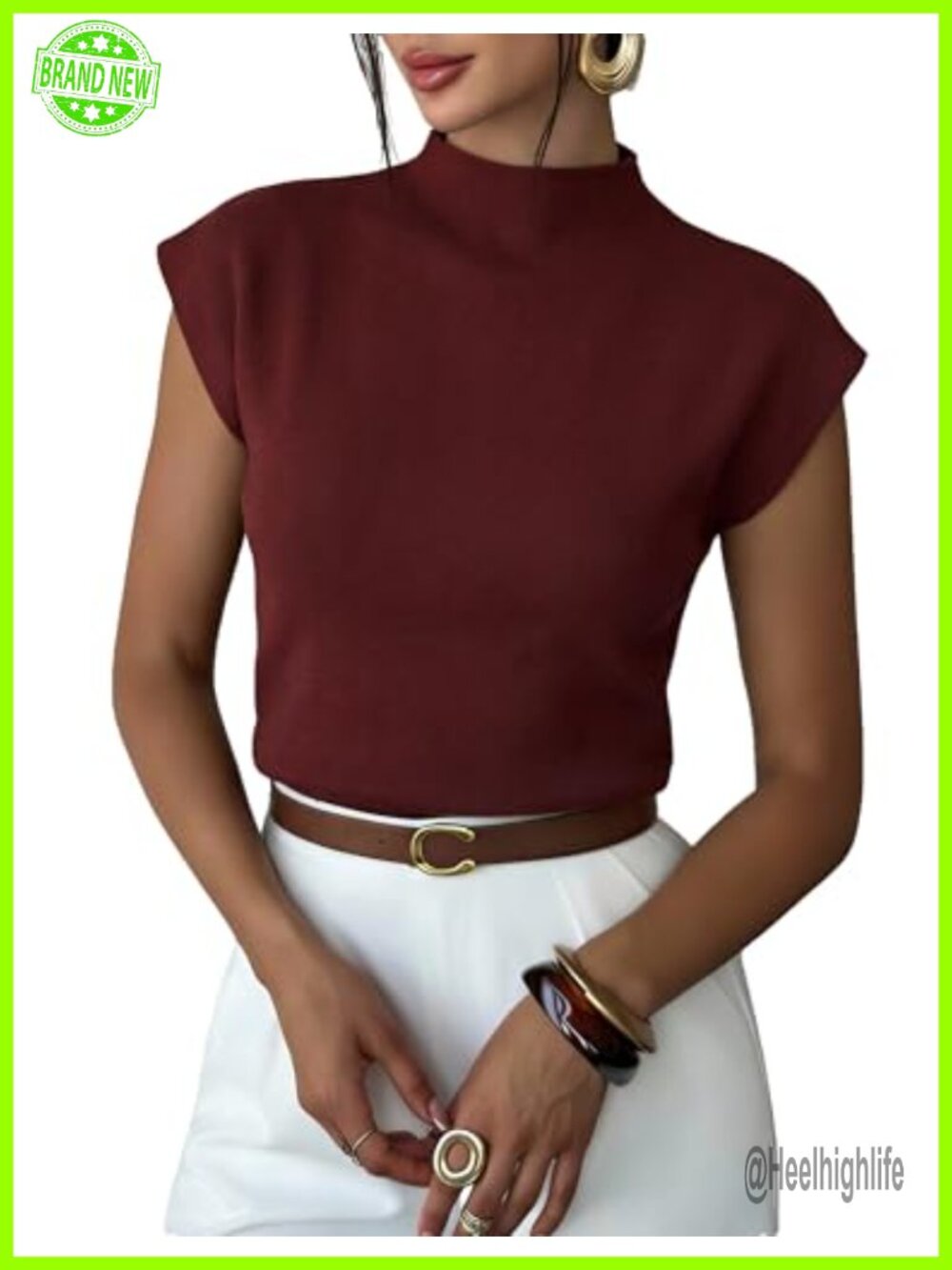 Women's Mock Neck Cap Sleeve Sweater Vest Knit Pullover Business Casual